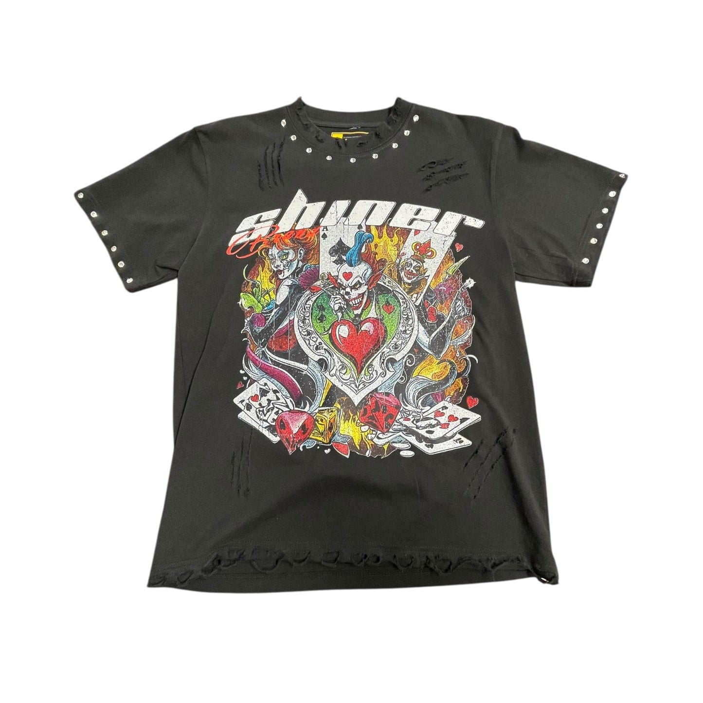Clown Distressed Rhinestone Shirt