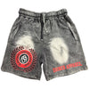 Black Acid Wash Crest Shorts