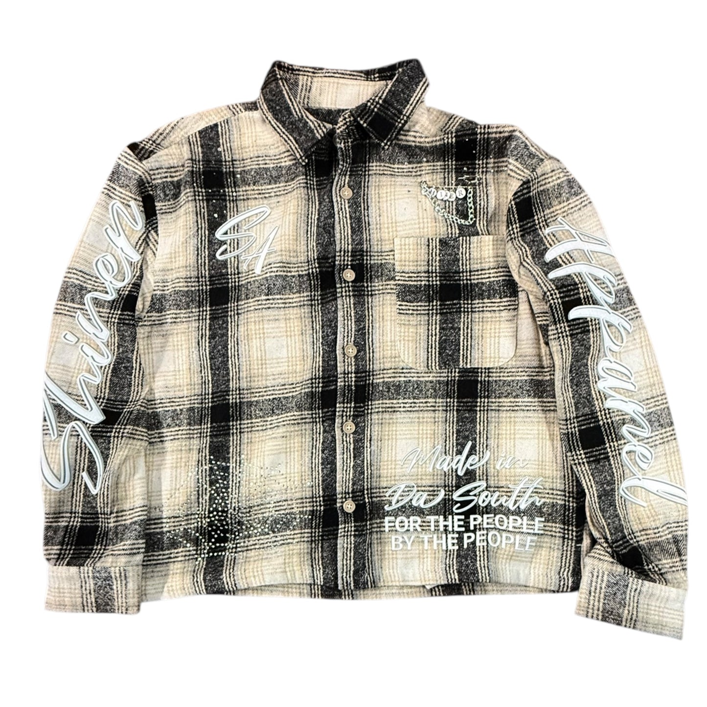 Shiner Boxy Web Rhinestone Button Up