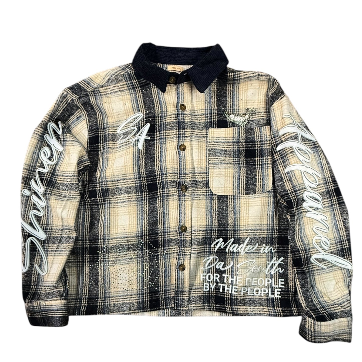 Shiner Boxy Web Rhinestone Button Up