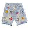 Shiner Patch Work Blue Jean Shorts