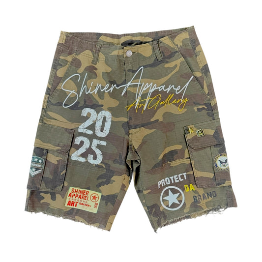 Camo Distressed Shiner Shorts