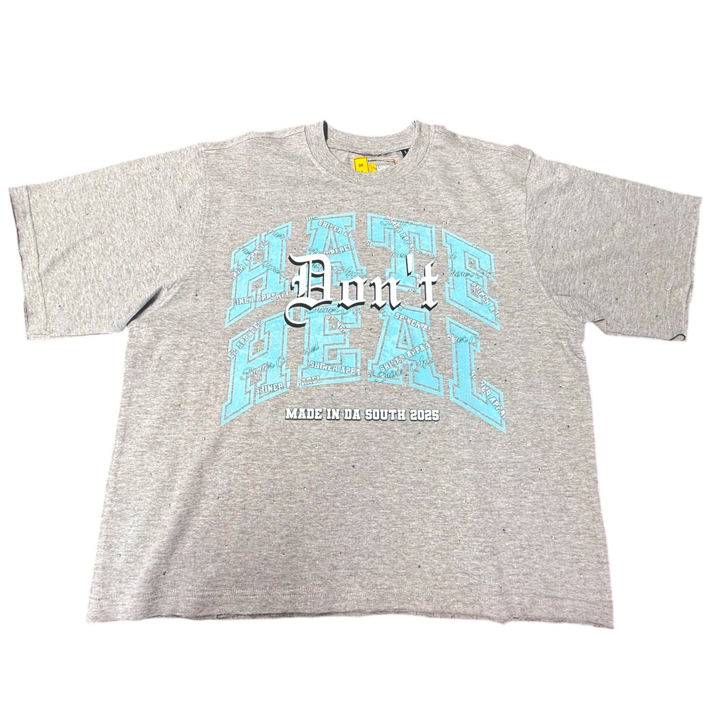 Rhinestone Hate Don’t Heal Oversized Shirt