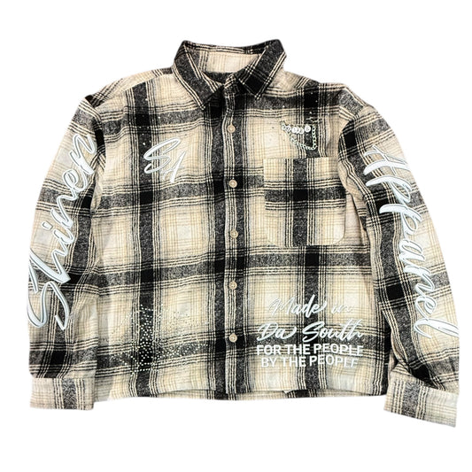 Shiner Boxy Web Rhinestone Button Up
