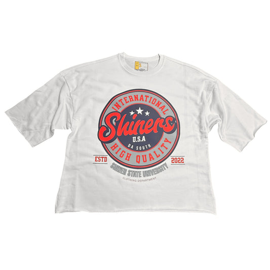 Shiner University Oversized Cropped Shirt