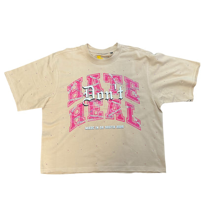 Rhinestone Hate Don’t Heal Oversized Shirt