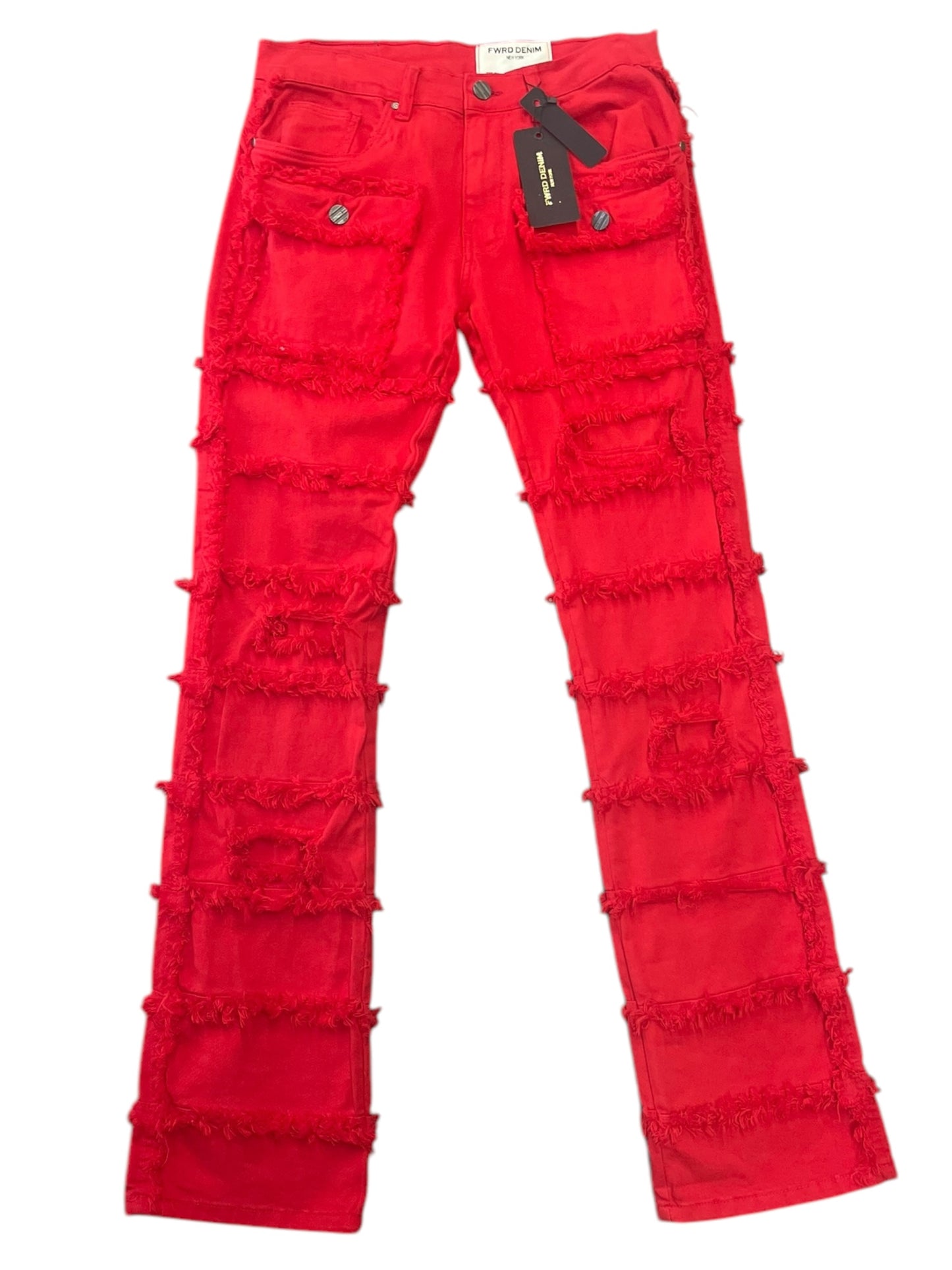 FWRD Denim Red Stacked Jeans