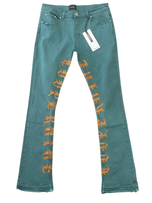 Cooper 9 Green Stacked Jeans